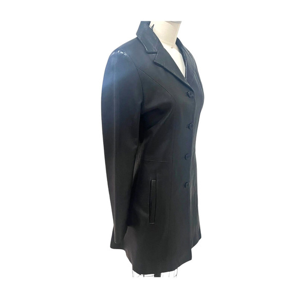 Women’s Vintage Mario Romano Black 100% Leather Coat Size EU 38 Florence… - Picture 5 of 12